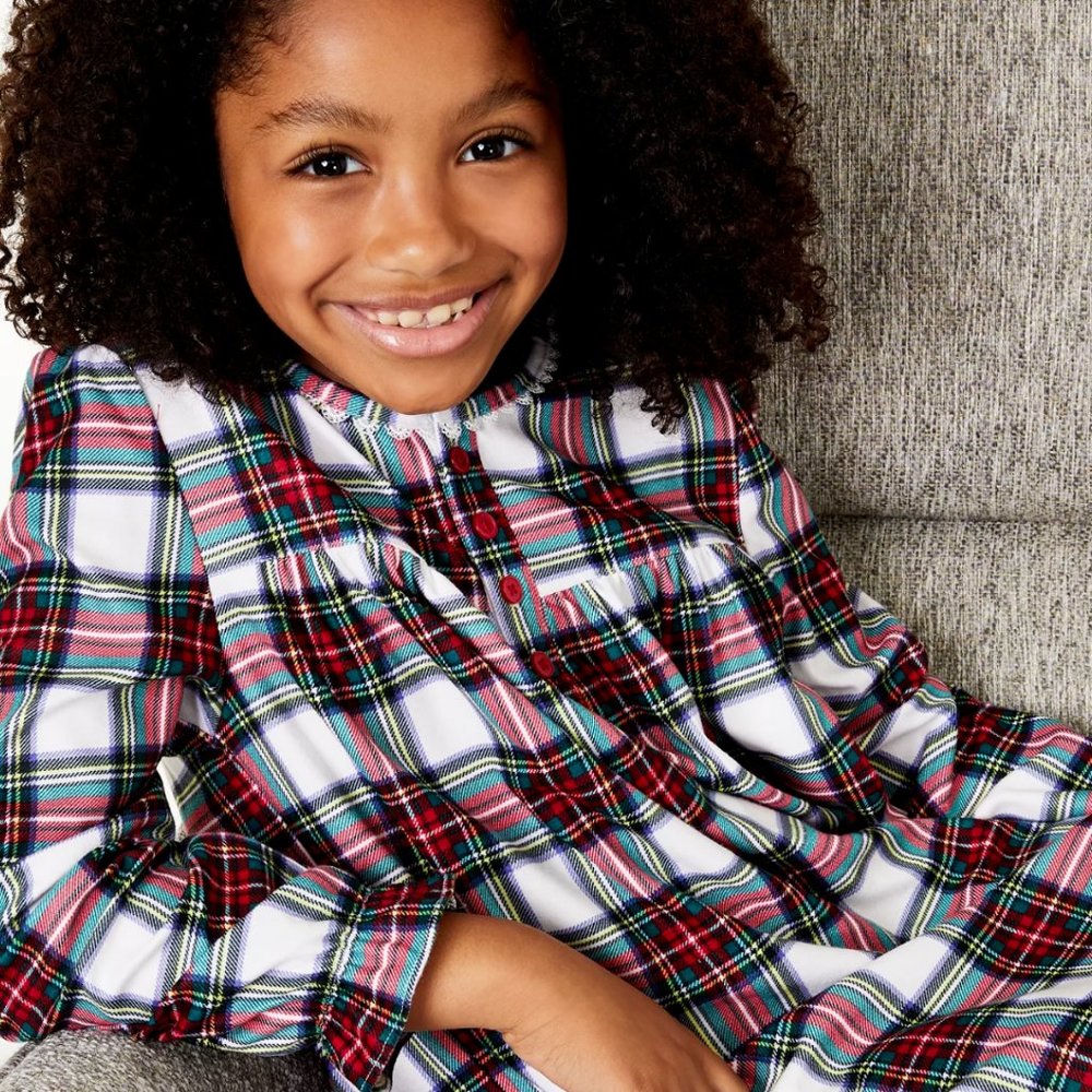 Family Pajamas Stewart Plaid Flannel Nightgown Red Green Girls Christmas 2T 3T